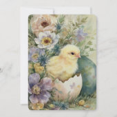 Cartes Pour Fêtes Annuelles Joli poussin de Pâques Fleurs sauvages printanière (Devant)