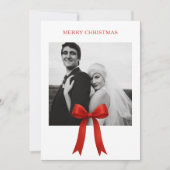 Cartes Pour Fêtes Annuelles Joli Red Bow photo Joyeux Noël (Devant)