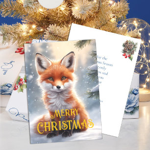 Cartes Pour Fêtes Annuelles Joli Red Fox neige hiver Noël