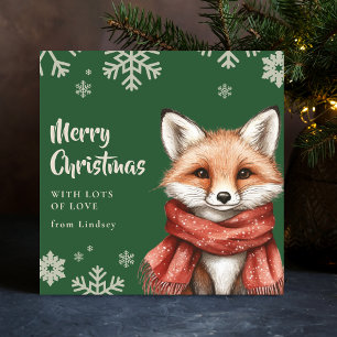 Cartes Pour Fêtes Annuelles Joli renard de Noël avec Écharpe