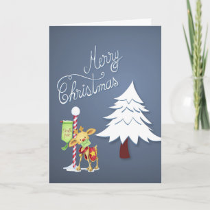Cartes Pour Fêtes Annuelles Joli renne au pôle Nord Joyeux Noël