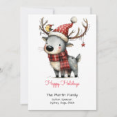 Cartes Pour Fêtes Annuelles Joli renne dans un chapeau de Père Noël (Devant)