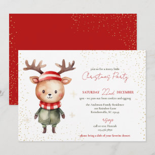 Cartes Pour Fêtes Annuelles Joli renne de bois Elfe de Noël