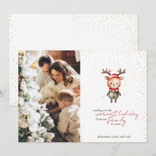 Cartes Pour Fêtes Annuelles Joli renne de bois Elfe de Noël