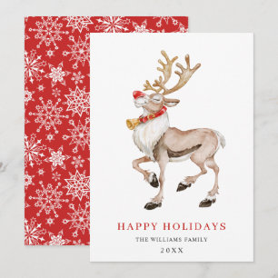 Cartes Pour Fêtes Annuelles Joli Renne de Dessin Animé Vœux de Joyeux Noël