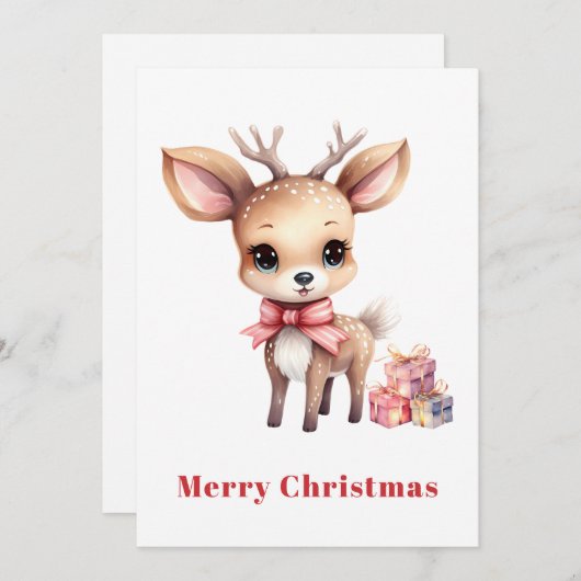 Cartes Pour Fêtes Annuelles Joli renne de Noël (Devant / Derrière)