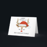 Cartes Pour Fêtes Annuelles Joli Renne Face Joyeux Noël<br><div class="desc">Un joli visage de rennes avec un chapeau de Père Noël orne cette carte de Noël. Mignonne et festive à envoyer à la famille et les amis. Une carte de Noël unique pour envoyer cette saison des Fêtes. Conçu pour vous par Blackberry Boulevard.</div>