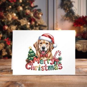 Cartes Pour Fêtes Annuelles Joli retriever golden aquarelle Noël