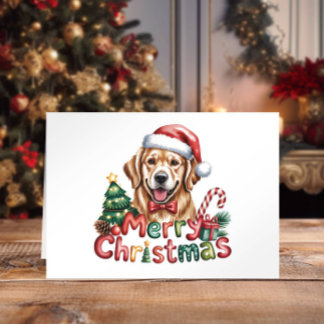 Cartes Pour Fêtes Annuelles Joli retriever golden aquarelle Noël