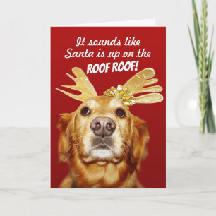 Cartes Pour Fêtes Annuelles Joli Retriever Or Avec Antlers Or Noël