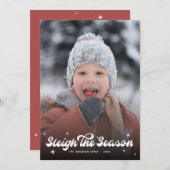 Cartes Pour Fêtes Annuelles Joli Retro Sleigh La Saison Photo Noël Neige (Devant / Derrière)