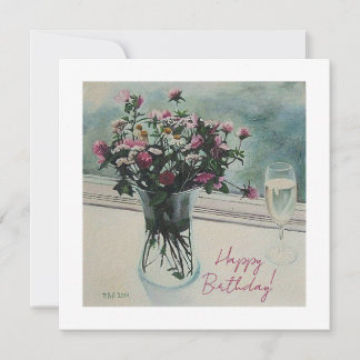 Cartes Pour Fêtes Annuelles Joli rose fleurs d'été beau anniversaire art