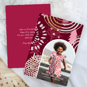 Cartes Pour Fêtes Annuelles Joli rose joyeux Noël Photo Message de voeux