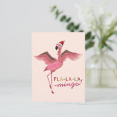 Cartes Pour Fêtes Annuelles Joli rose Tropical Floride Flamant rose Noël (Debout devant)