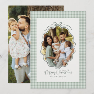 Cartes Pour Fêtes Annuelles Joli ruban vert sauge rétro ondulé Gingham photo