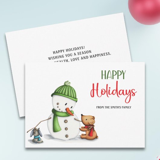 Cartes Pour Fêtes Annuelles Joli Script Snowman Joyeux Fêtes