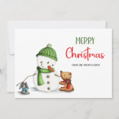 Cartes Pour Fêtes Annuelles Joli Script Snowman Joyeux Noël (Devant)