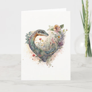 Cartes Pour Fêtes Annuelles Joli serpent aux fleurs violettes Saint-Valentin