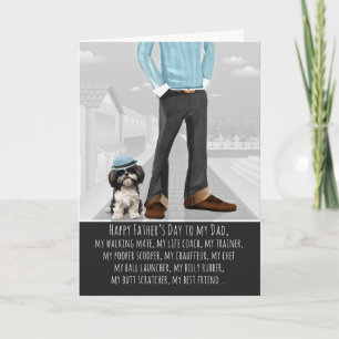 Cartes Pour Fêtes Annuelles Joli Shih Tzu et Papa Drôle Fête des Pères