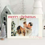 Cartes Pour Fêtes Annuelles Joli Simple Rouge Moderne Photo Personnalisée Noël<br><div class="desc">Carte de vacances de Noël simple Rouge moderne</div>