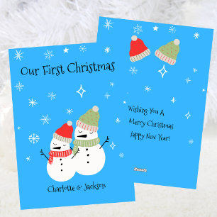 Cartes Pour Fêtes Annuelles Joli Snowman Couple Premier Noël