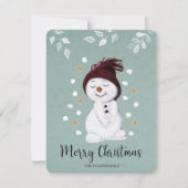 Cartes Pour Fêtes Annuelles Joli Snowman hiver Noël bleu (Devant)