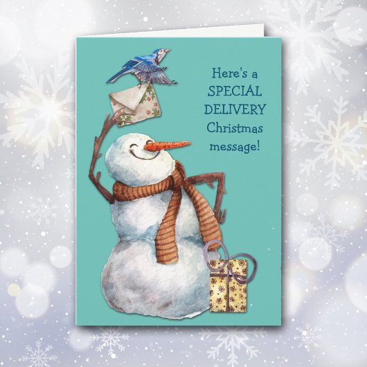 Cartes Pour Fêtes Annuelles Joli Snowman Livraison spéciale Message de Noël