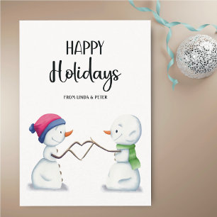 Cartes Pour Fêtes Annuelles Joli Snowmen Simple Couple Christmas