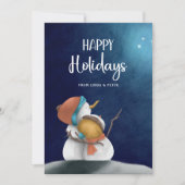 Cartes Pour Fêtes Annuelles Joli Snowmen Simple Couple Noël (Devant)