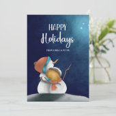 Cartes Pour Fêtes Annuelles Joli Snowmen Simple Couple Noël (Debout devant)