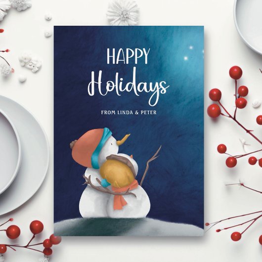 Cartes Pour Fêtes Annuelles Joli Snowmen Simple Couple Noël