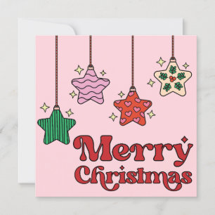 Cartes Pour Fêtes Annuelles Joli Starry Retro Coloré Joyeux Noël