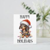 Cartes Pour Fêtes Annuelles Joli teckel de Noël (Debout devant)