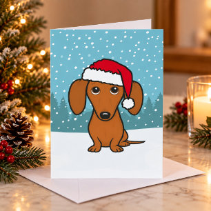 Cartes Pour Fêtes Annuelles Joli teckel Santa Chien de Noël Christmas
