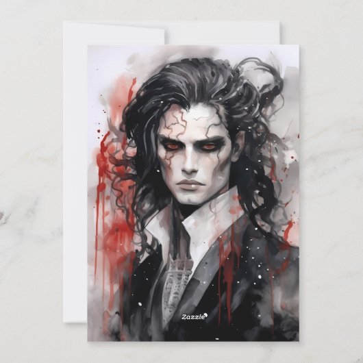 Cartes Pour Fêtes Annuelles Joli Vampire Dreampire Lord Aquarelle Design (Dos)