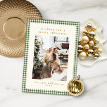 Cartes Pour Fêtes Annuelles Joli Vert En vichy Portrait Plaid Photo Noël<br><div class="desc">Carte de vacances de Noël En vichy Vert mignon Plaid sur mesure pour Portrait/Photos Verticales</div>
