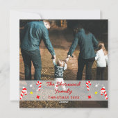 Cartes Pour Fêtes Annuelles Joli vert Kawaii Arbre de Noël Famille Photo Noël (Dos)