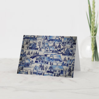 Cartes Pour Fêtes Annuelles Joli Village de Noël bleu/blanc
