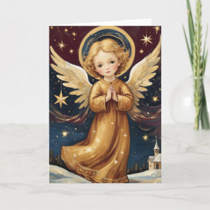 Cartes Pour Fêtes Annuelles Joli Vintage Noël Angel Message personnalisé