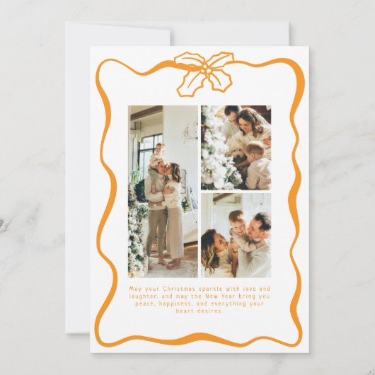 Cartes Pour Fêtes Annuelles Joli Whimsical 4 Photo Doodle Poinsettia Noël (Dos)