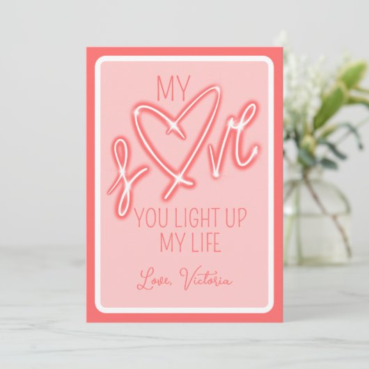 Cartes Pour Fêtes Annuelles Jolie Amour Drôle Lumière Saint Valentin (Debout devant)