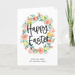 Cartes Pour Fêtes Annuelles Jolie aquarelle Florale Wreath Moderne Pâques