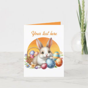 Cartes Pour Fêtes Annuelles Jolie aquarelle lapin de Pâques ajouter le message