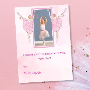 Cartes Pour Fêtes Annuelles Jolie Ballerine Rose Enfants Classe Saint Valentin