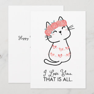 Cartes Pour Fêtes Annuelles Jolie Chat Cœur Je T'Aime C'est Tout Saint Valenti