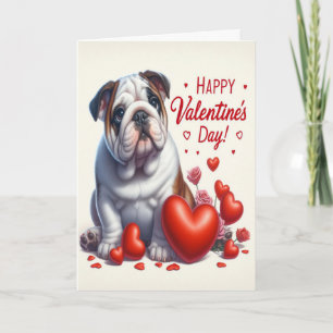 Cartes Pour Fêtes Annuelles Jolie Chien Bouledogue Mignon Joyeuse Saint-Valent