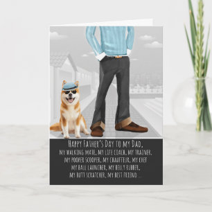 Cartes Pour Fêtes Annuelles Jolie chienne Akita et papa drôle Fête des Pères