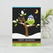 Cartes Pour Fêtes Annuelles Jolie chouette de Hanukkah & Arbre enneigé avec Me (Debout devant)