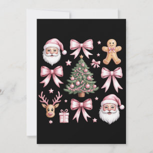 Cartes Pour Fêtes Annuelles Jolie Coquette Bow Pink Christmas Tree Père Noël G