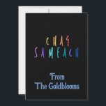 Cartes Pour Fêtes Annuelles Jolie couleur Chag Sameach JewishFestivalSalutatio<br><div class="desc">Un design de texte Chag Sameach moderne et coloré,  qui signifie fêtes heureuses,  est un accueil adapté à de nombreux festivals juifs différents.</div>